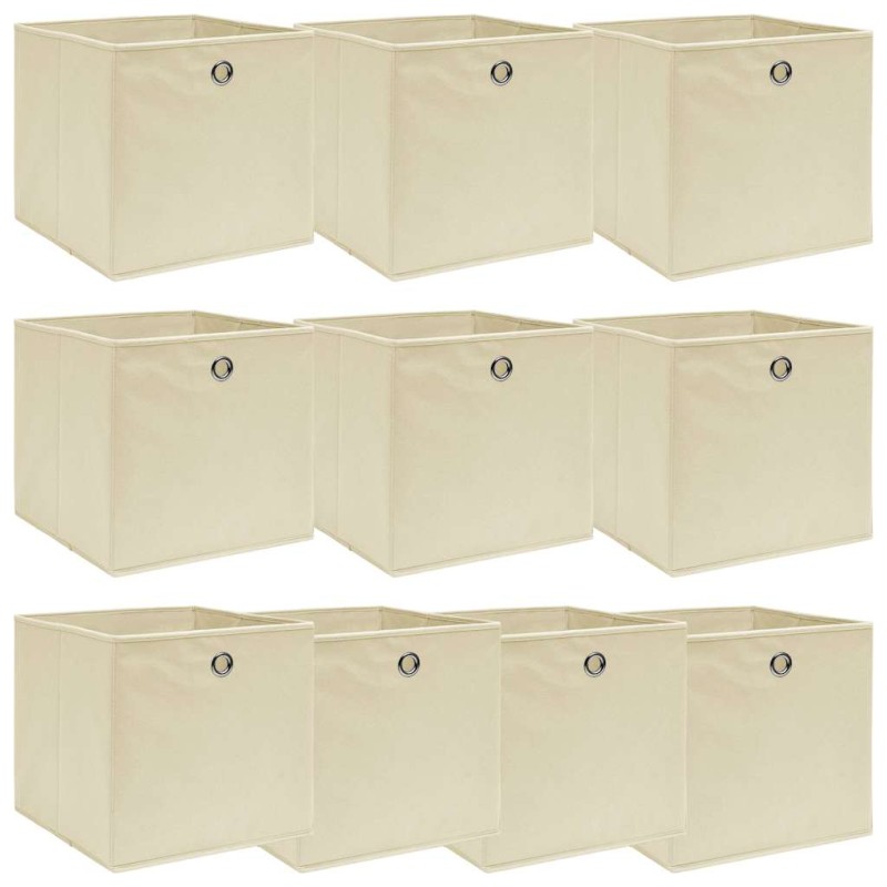 vidaXL Κουτιά Αποθήκευσης 10 τεμ. Κρεμ 32 x 32 x 32 εκ. Υφασμάτινα