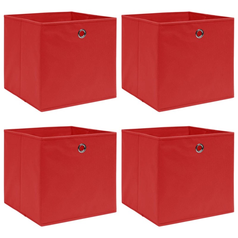 vidaXL Κουτιά Αποθήκευσης 4 τεμ. Κόκκινα 32 x 32 x 32 εκ. Υφασμάτινα