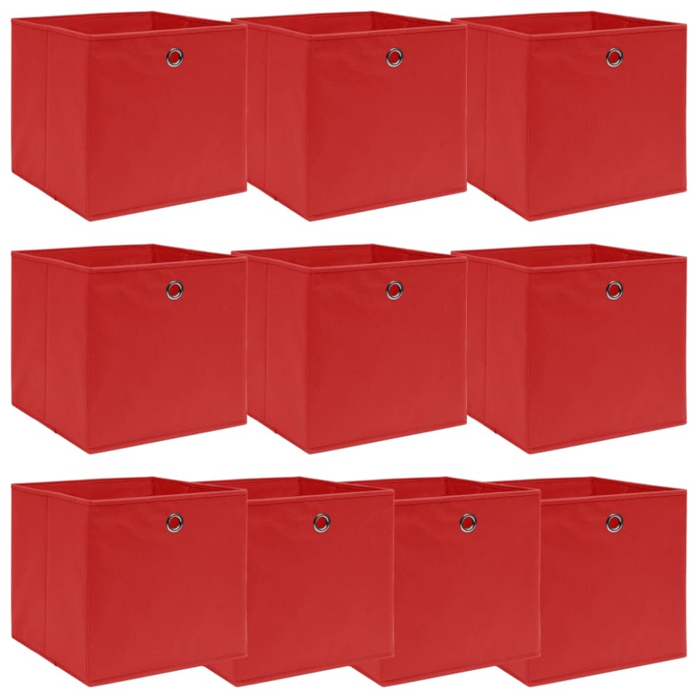 vidaXL Κουτιά Αποθήκευσης 10 τεμ. Κόκκινα 32 x 32 x 32 εκ. Υφασμάτινα