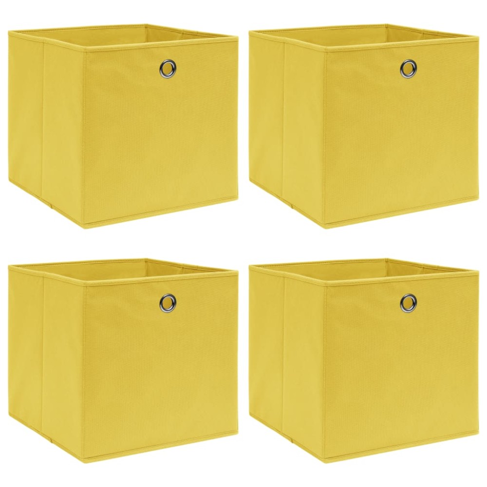 vidaXL Κουτιά Αποθήκευσης 4 τεμ. Κίτρινα 32 x 32 x 32 εκ. Υφασμάτινα