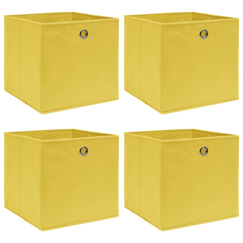 vidaXL Κουτιά Αποθήκευσης 4 τεμ. Κίτρινα 32 x 32 x 32 εκ. Υφασμάτινα