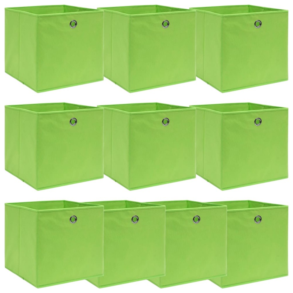 vidaXL Κουτιά Αποθήκευσης 10 τεμ. Πράσινα 32 x 32 x 32 εκ. Υφασμάτινα