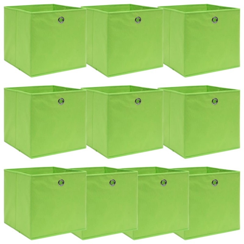 vidaXL Κουτιά Αποθήκευσης 10 τεμ. Πράσινα 32 x 32 x 32 εκ. Υφασμάτινα