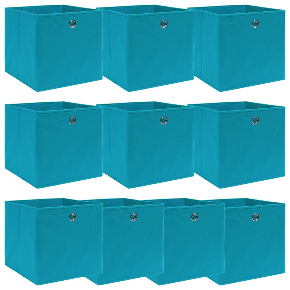vidaXL Κουτιά Αποθήκευσης 10 τεμ. Γαλάζια 32 x 32 x 32 εκ. Υφασμάτινα