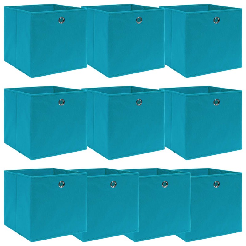 vidaXL Κουτιά Αποθήκευσης 10 τεμ. Γαλάζια 32 x 32 x 32 εκ. Υφασμάτινα