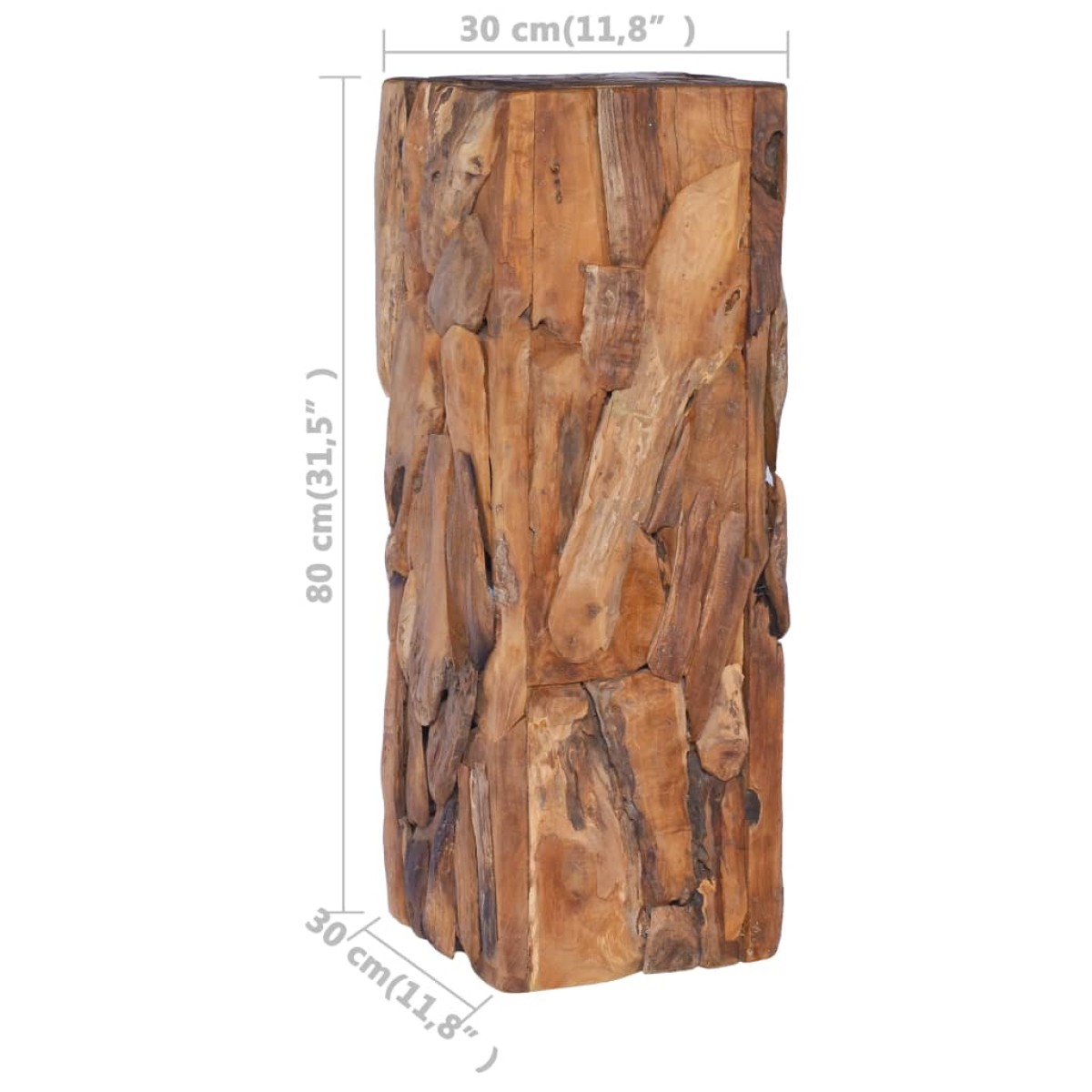vidaXL Τραπέζι Βοηθητικό 30 x 30 x 80 εκ. από Μασίφ Ξύλο Teak