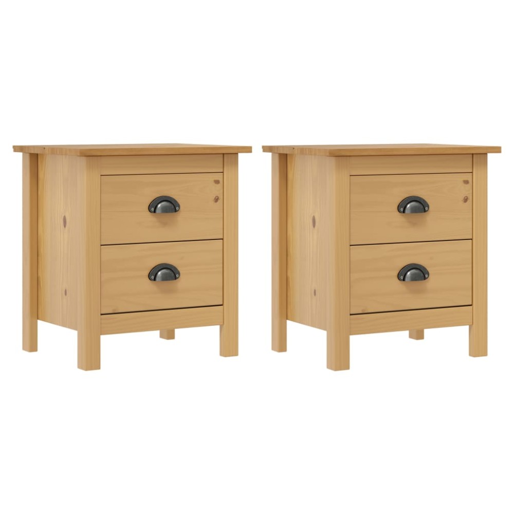 vidaXL Κομοδίνα Hill 2 Τεμ. 46 x 35 x 49,5 εκ. από Μασίφ Ξύλο Πεύκου