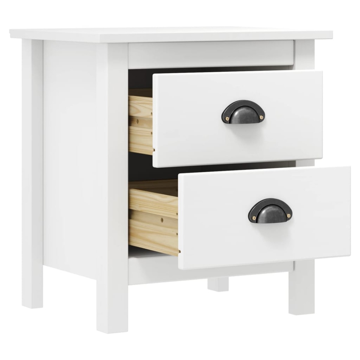 vidaXL Κομοδίνα Hill 2 Τεμ. Λευκά 46x35x49,5 εκ. από Μασίφ Ξύλο Πεύκου