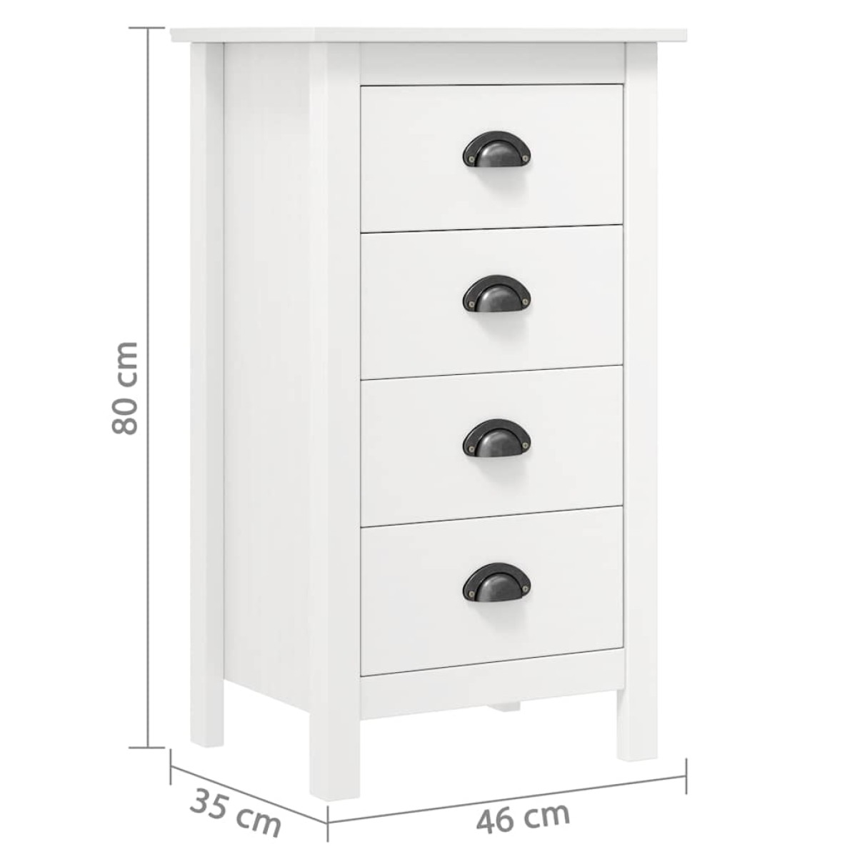 vidaXL Μπουφές Hill Λευκός 46x35x80 εκ. από Μασίφ Ξύλο Πεύκου