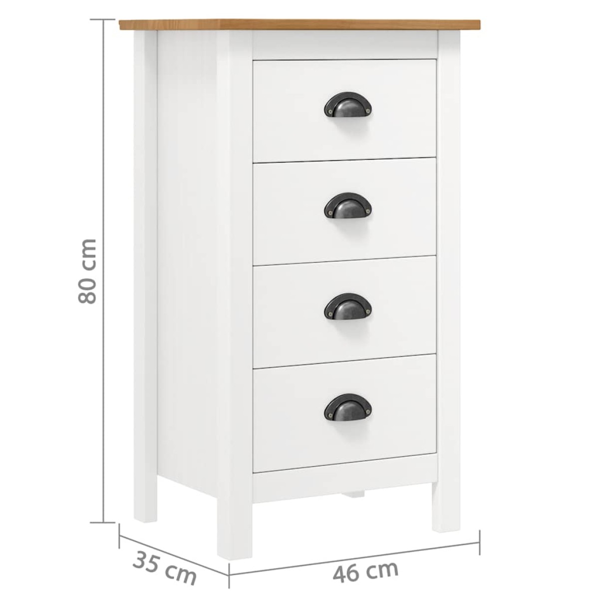 vidaXL Μπουφές Hill Λευκός 46x35x80 εκ. από Μασίφ Ξύλο Πεύκου