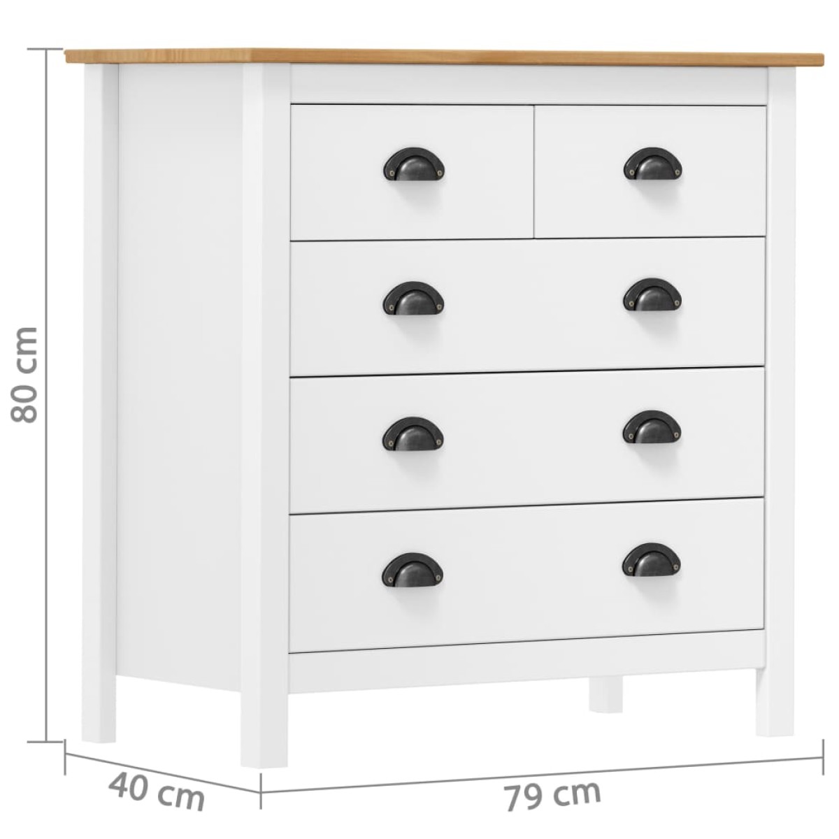 vidaXL Μπουφές Hill Λευκός 79x40x80 εκ. από Μασίφ Ξύλο Πεύκου