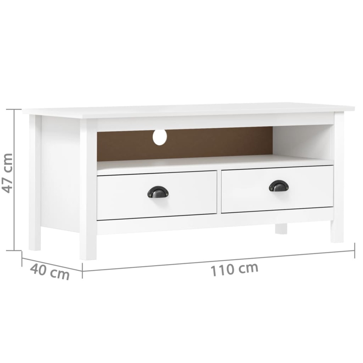 vidaXL Έπιπλο Τηλεόρασης Hill Λευκό 110x40x47 εκ. Ξύλο Πεύκου