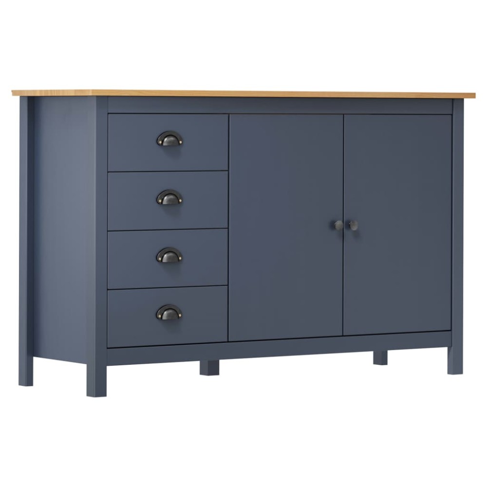 vidaXL Μπουφές Hill Γκρι 130x40x80 εκ. από Μασίφ Ξύλο Πεύκου