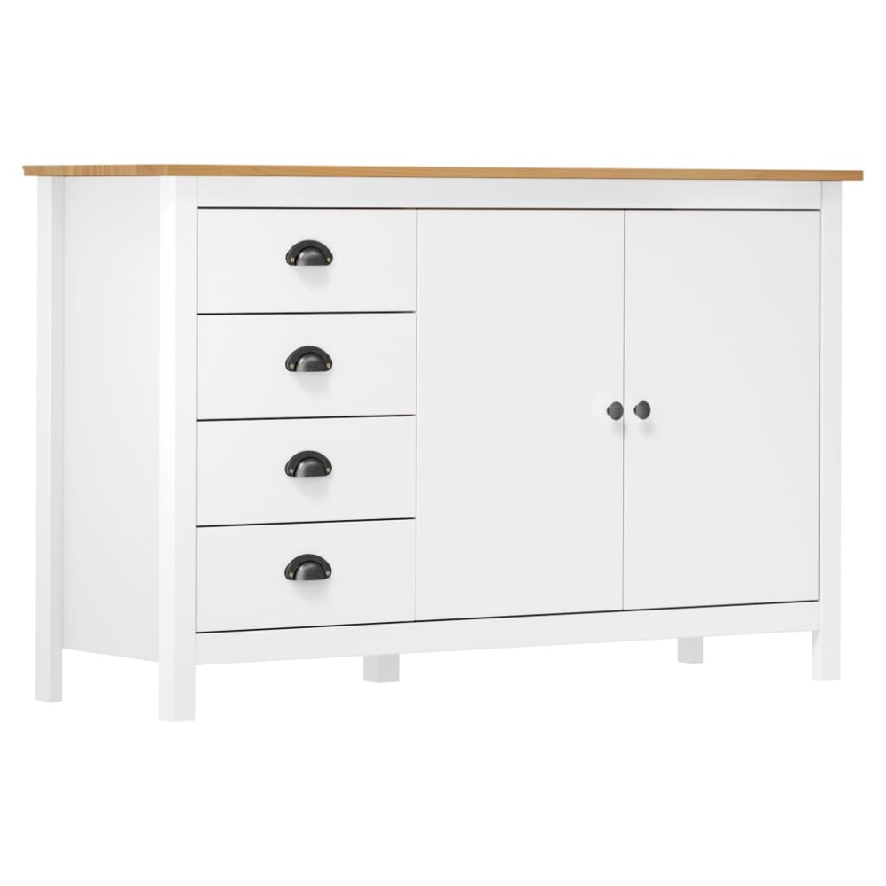 vidaXL Μπουφές Hill Λευκός 130x40x80 εκ. από Μασίφ Ξύλο Πεύκου