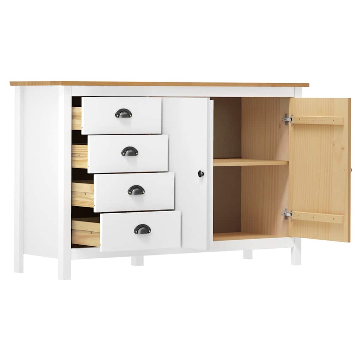 vidaXL Μπουφές Hill Λευκός 130x40x80 εκ. από Μασίφ Ξύλο Πεύκου