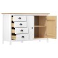 vidaXL Μπουφές Hill Λευκός 130x40x80 εκ. από Μασίφ Ξύλο Πεύκου