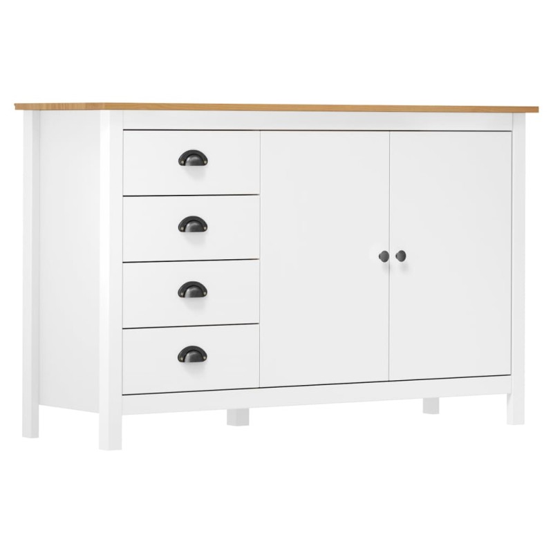 vidaXL Μπουφές Hill Λευκός 130x40x80 εκ. από Μασίφ Ξύλο Πεύκου