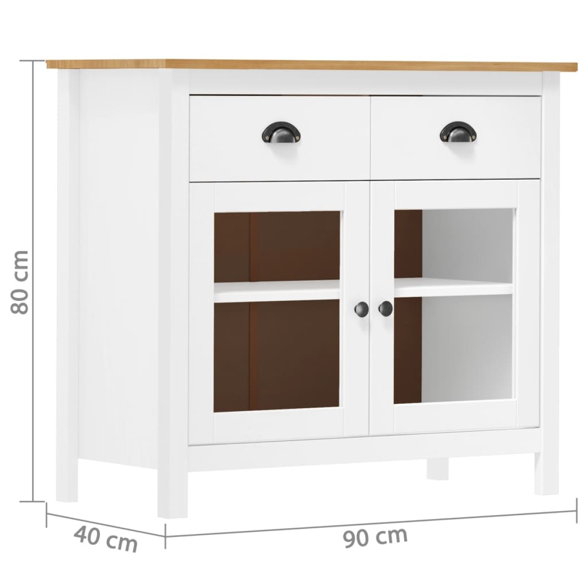 vidaXL Μπουφές Hill Λευκός 90x40x80 εκ. από Μασίφ Ξύλο Πεύκου