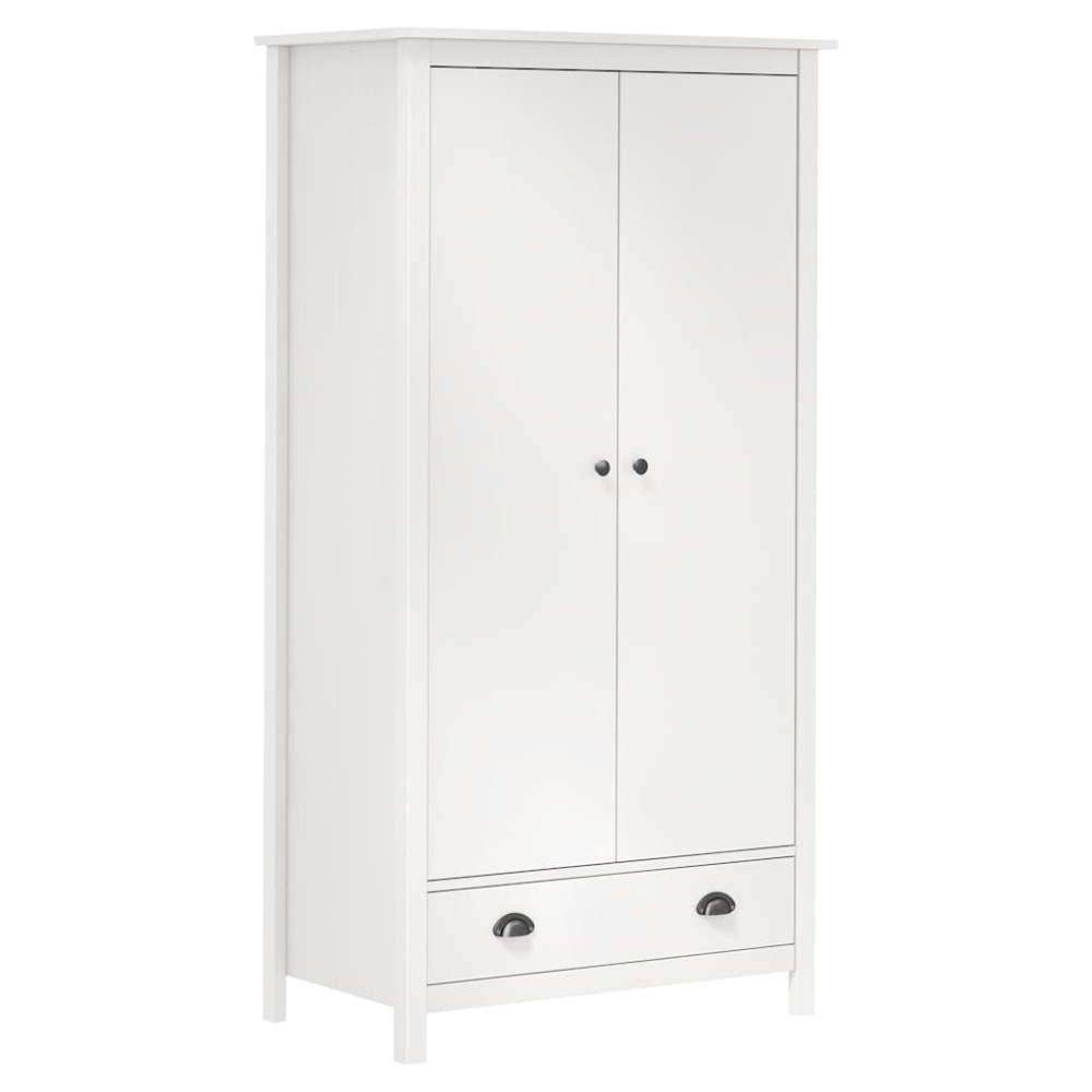 vidaXL Ντουλάπα Hill Δίφυλλη Λευκή 89x50x170 εκ. Μασίφ Ξύλο Πεύκου