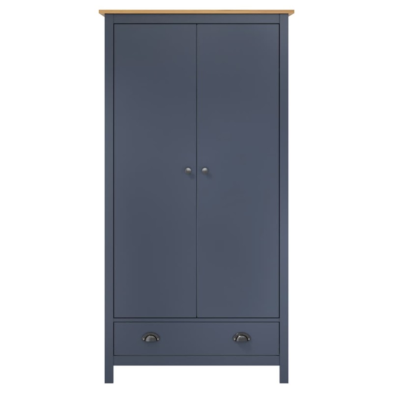 vidaXL Ντουλάπα Hill Δίφυλλη Γκρι 89x50x170 εκ. Μασίφ Ξύλο Πεύκου