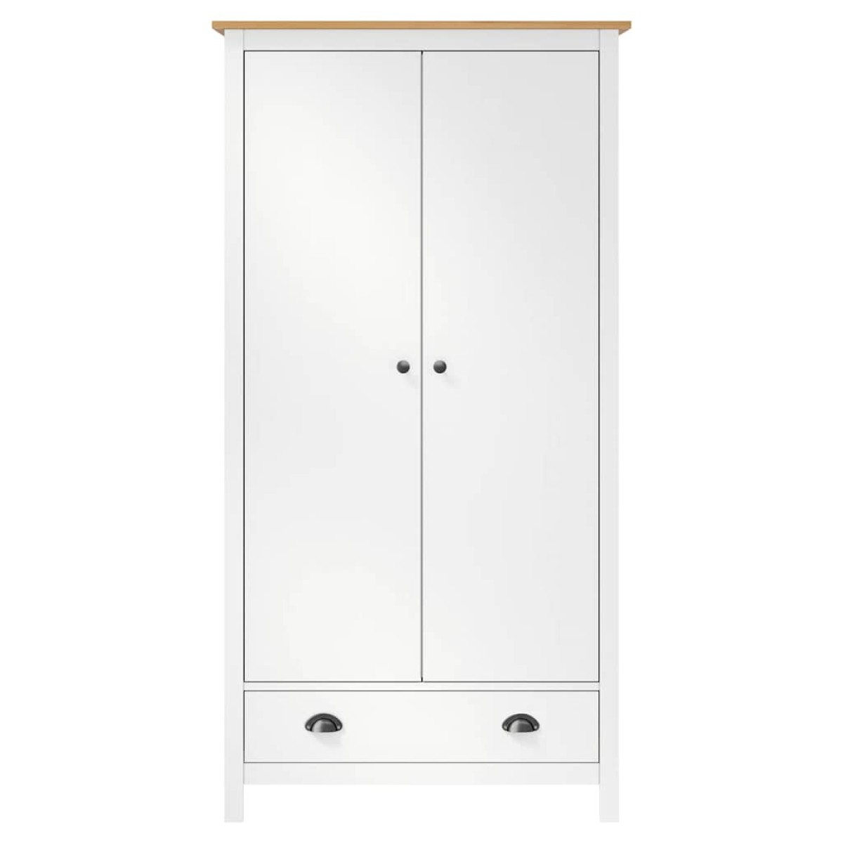 vidaXL Ντουλάπα Hill Δίφυλλη Λευκή 89x50x170 εκ. Μασίφ Ξύλο Πεύκου