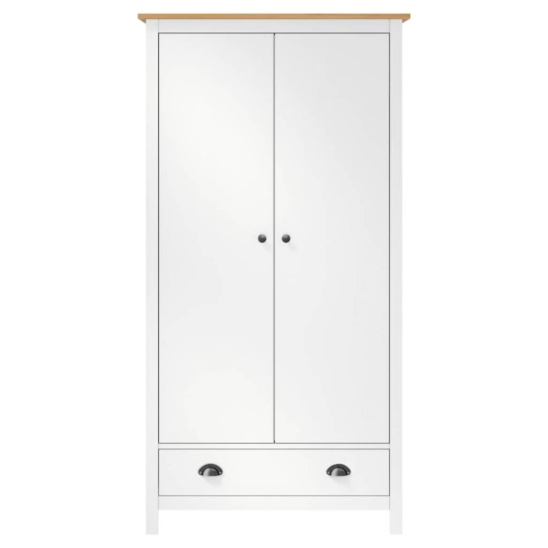 vidaXL Ντουλάπα Hill Δίφυλλη Λευκή 89x50x170 εκ. Μασίφ Ξύλο Πεύκου
