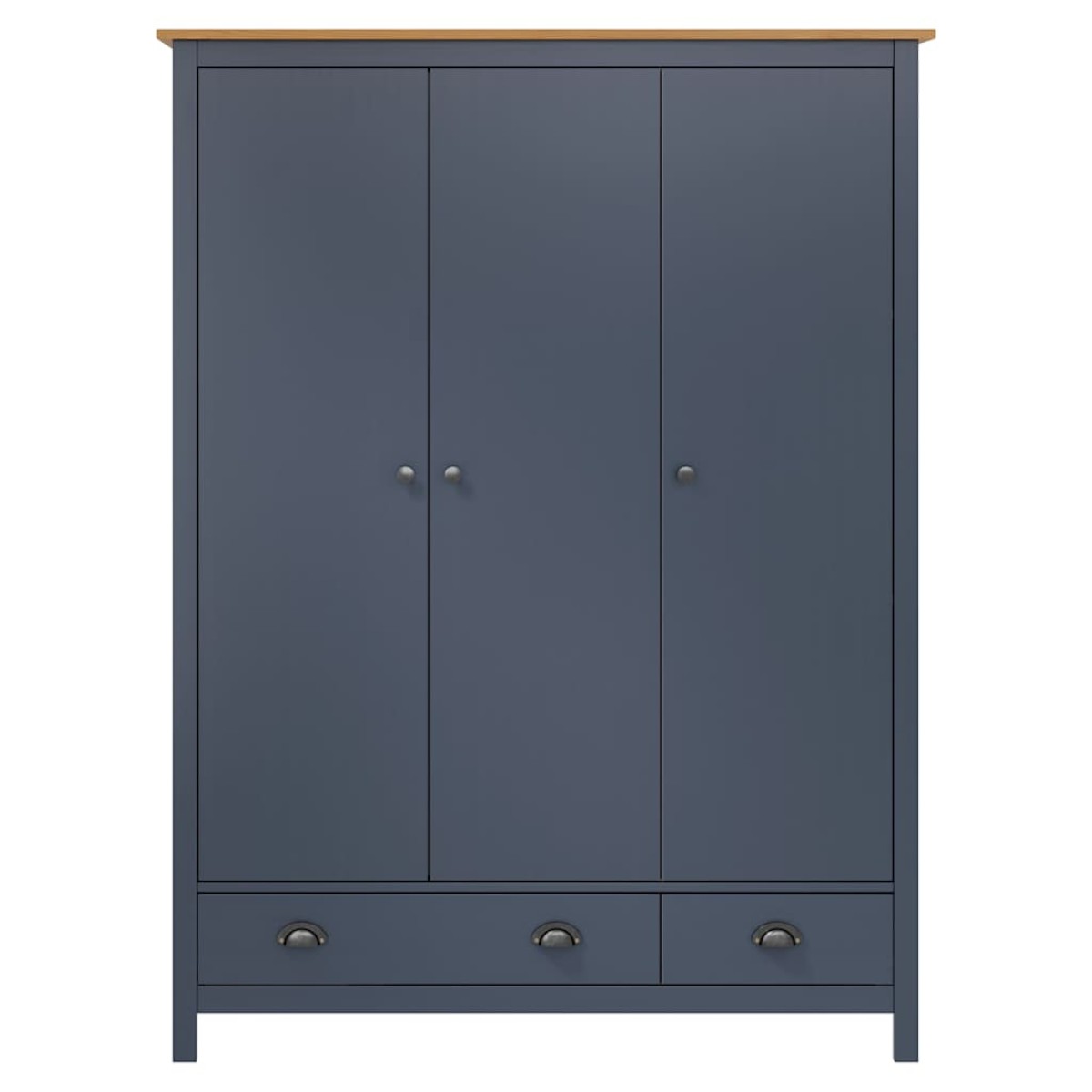 vidaXL Ντουλάπα Hill Τρίφυλλη Γκρι 127x50x170 εκ. Μασίφ Ξύλο Πεύκου