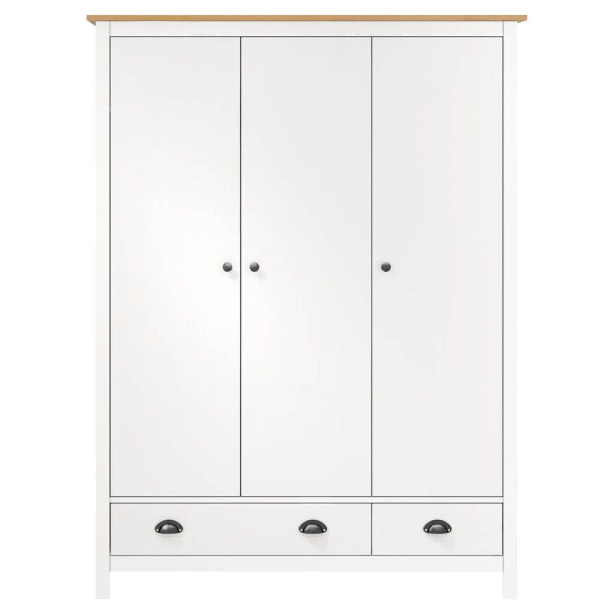 vidaXL Ντουλάπα Hill Τρίφυλλη Λευκή 127x50x170 εκ. Μασίφ Ξύλο Πεύκου