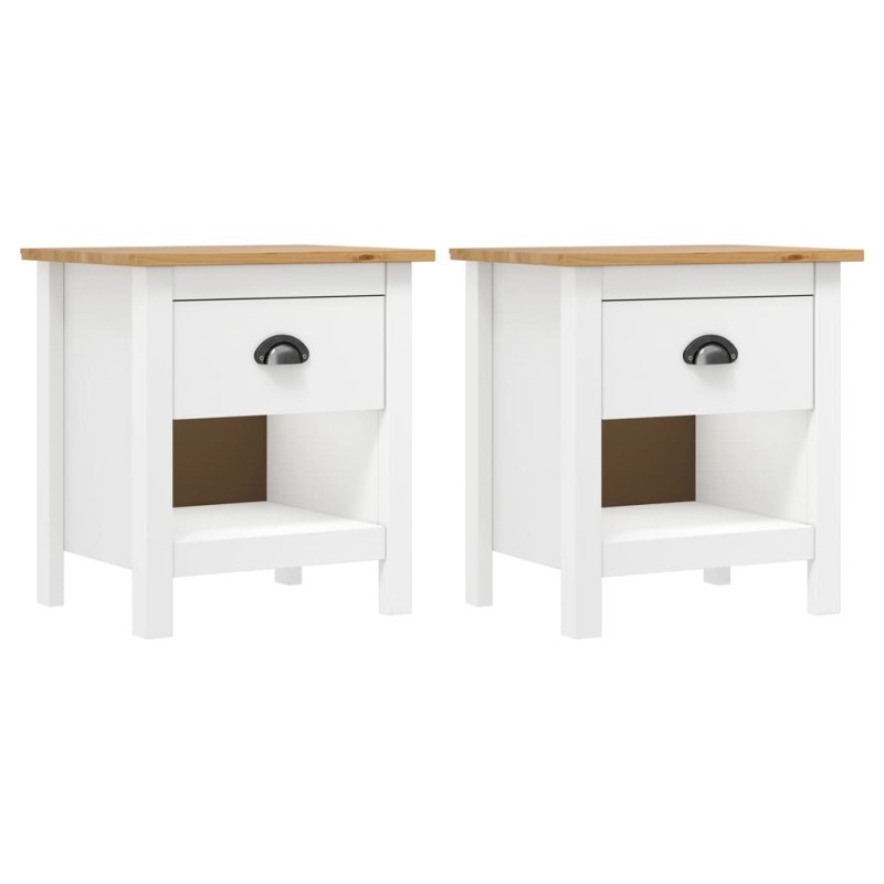 vidaXL Κομοδίνα Hill 2 Τεμ. 46 x 35 x 49,5 εκ. από Μασίφ Ξύλο Πεύκου
