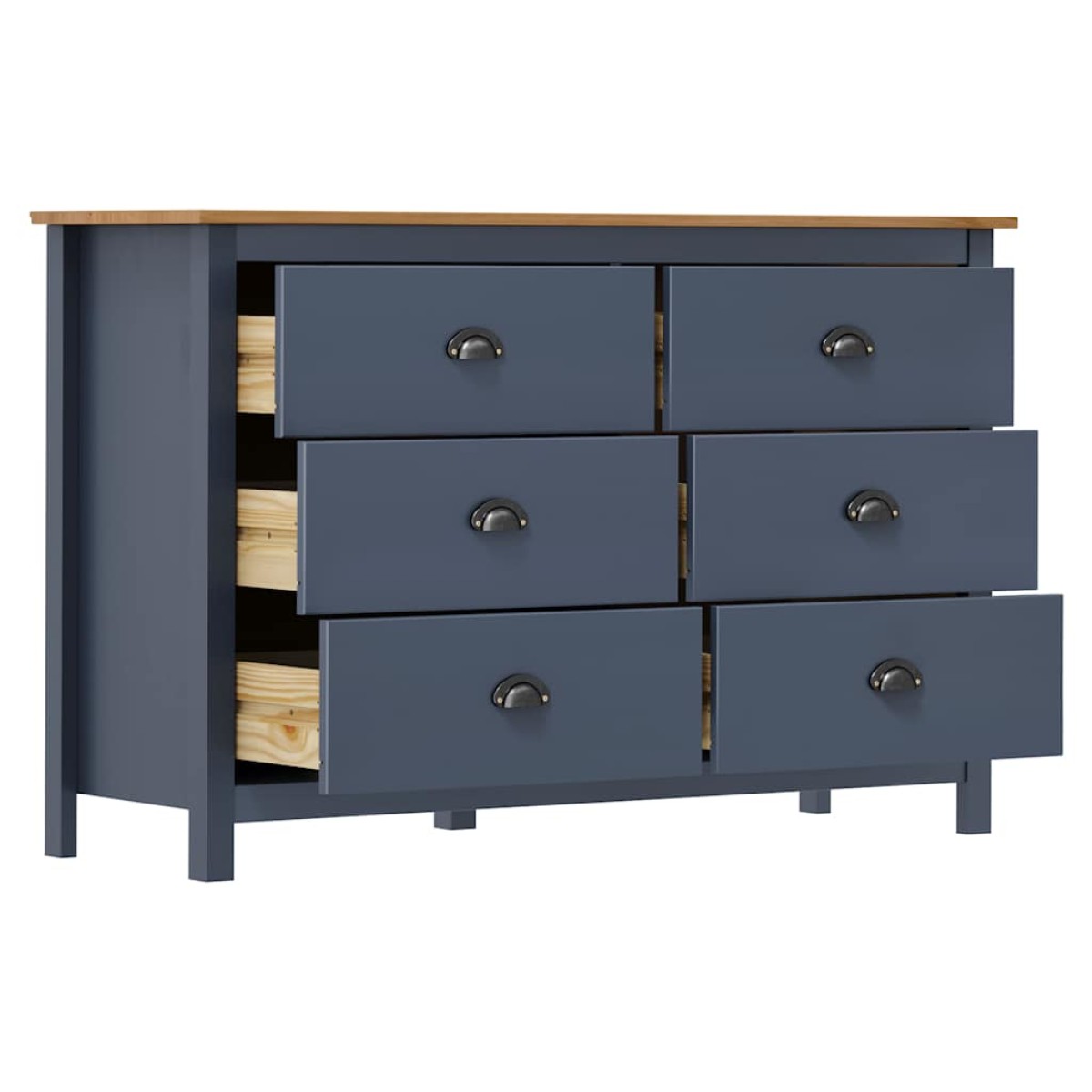 vidaXL Μπουφές Hill Γκρι 125x40x80 εκ. από Μασίφ Ξύλο Πεύκου