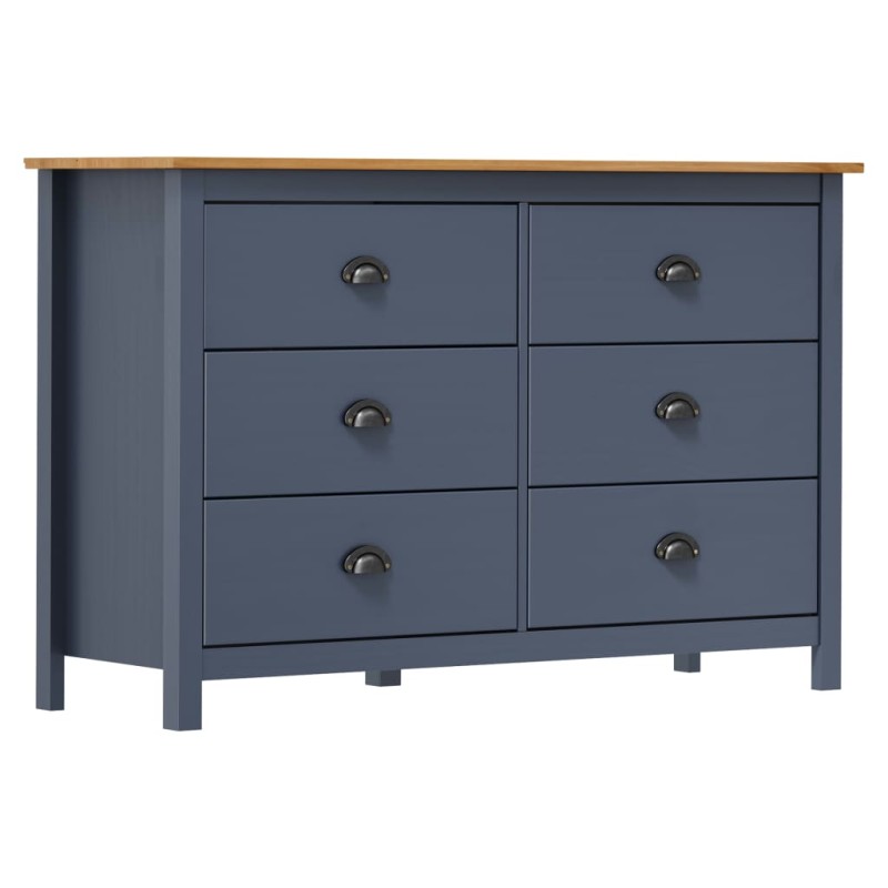 vidaXL Μπουφές Hill Γκρι 125x40x80 εκ. από Μασίφ Ξύλο Πεύκου