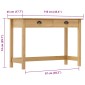 vidaXL Κονσόλα Hill Γκρι 2 Συρτάρια 110x45x74 εκ από Μασίφ Ξύλο Πεύκου