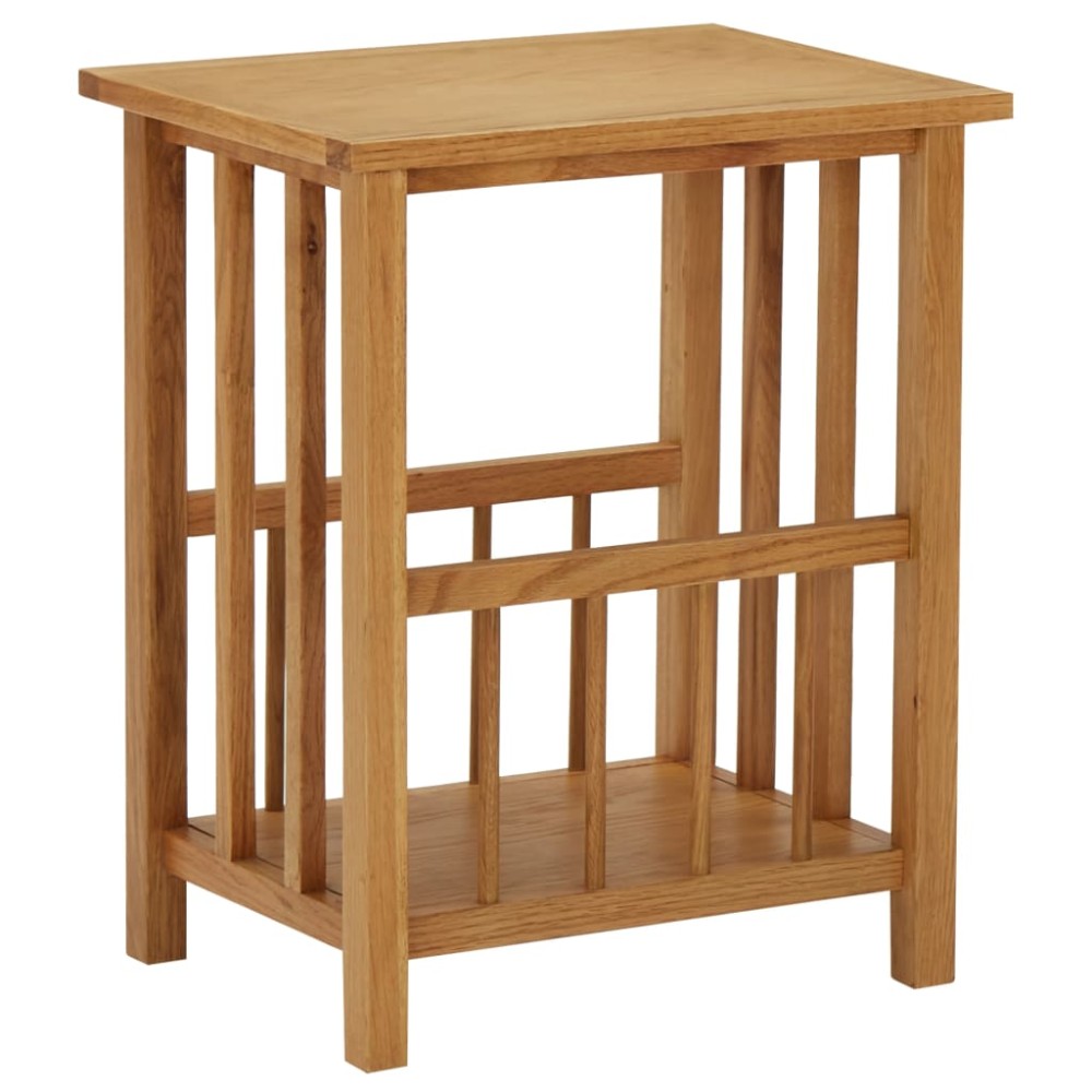 vidaXL Τραπεζάκι με Θήκη Περιοδικών 45 x 35 x 55 εκ. Μασίφ Ξύλο Δρυός