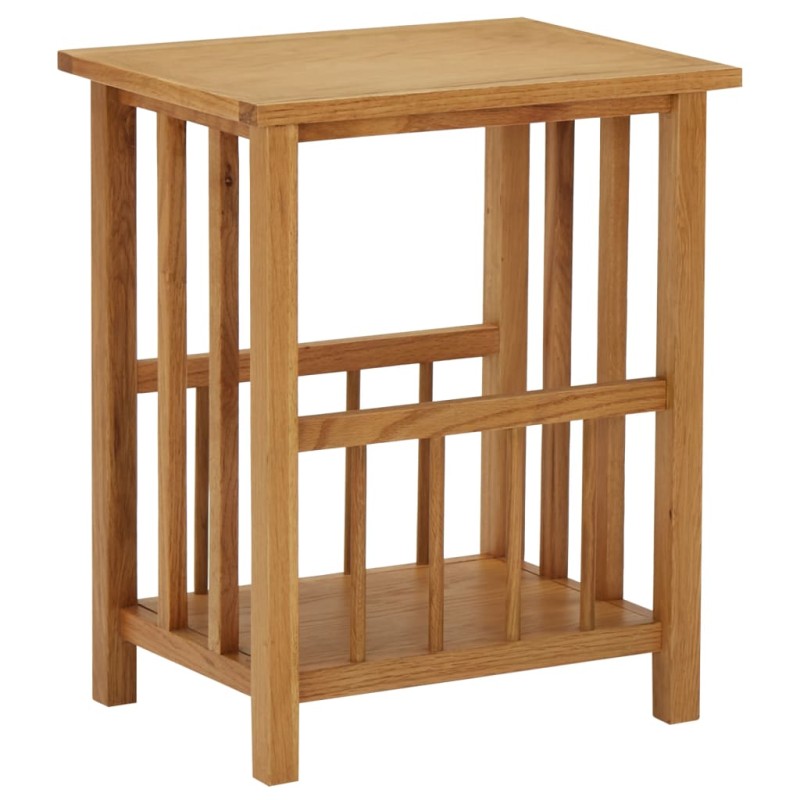 vidaXL Τραπεζάκι με Θήκη Περιοδικών 45 x 35 x 55 εκ. Μασίφ Ξύλο Δρυός