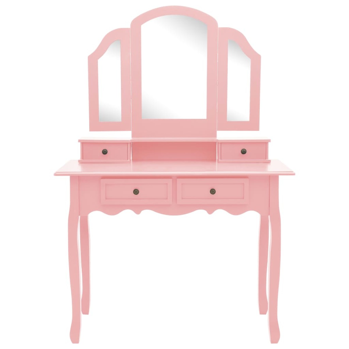 vidaXL Μπουντουάρ με Σκαμπό Ροζ 100 x 40 x 146 εκ. Ξύλο Παυλώνιας