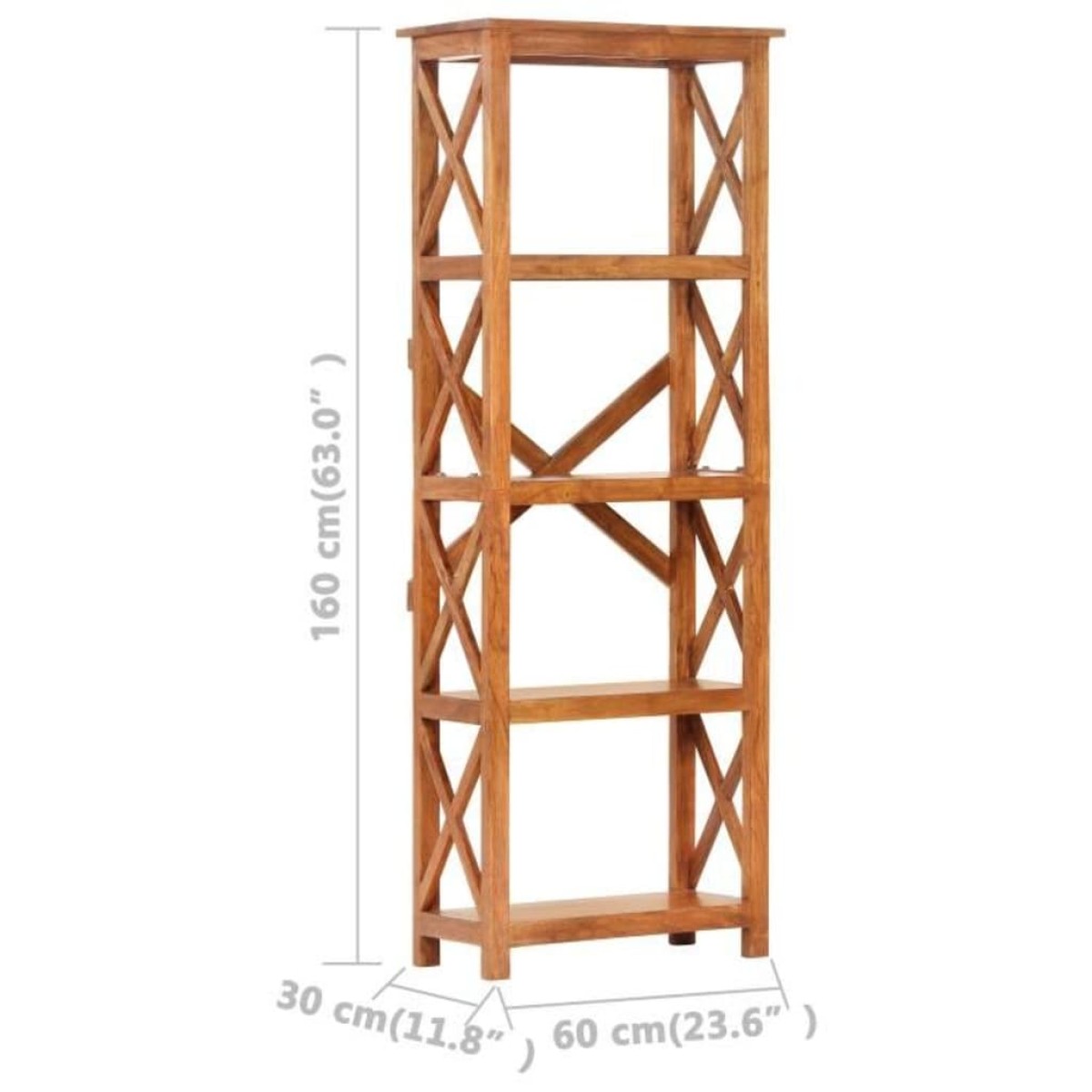 vidaXL Βιβλιοθήκη 60x30x160 εκ. Μασίφ Ξύλο Ακακίας με Μελί Φινίρισμα