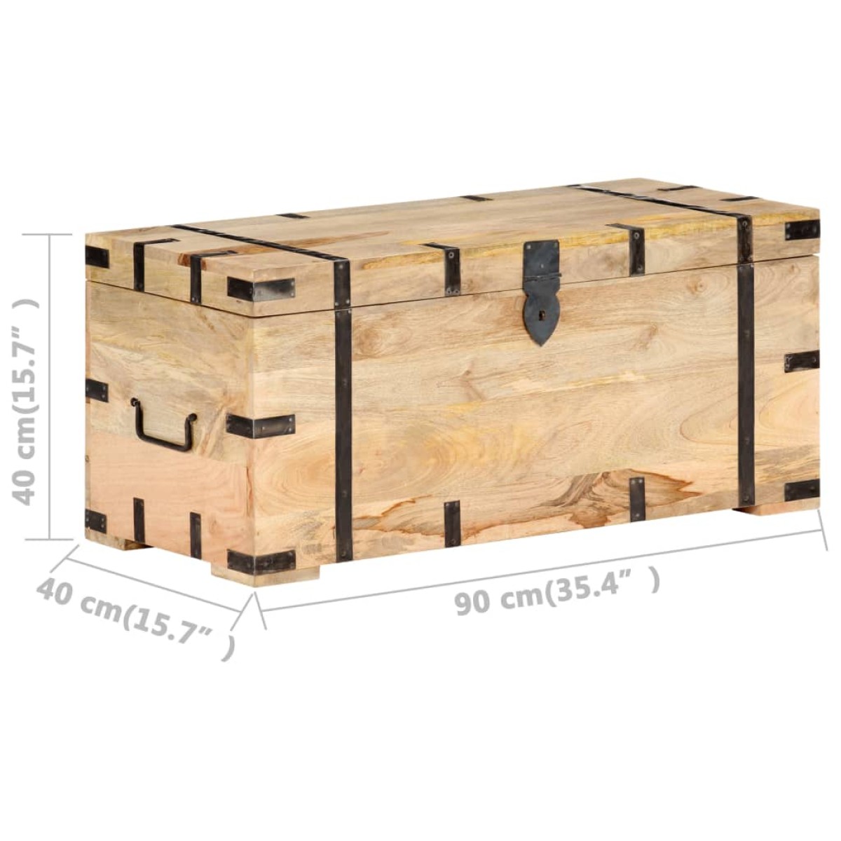 vidaXL Μπαούλο 90 x 40 x 40 εκ. από Μασίφ Ξύλο Μάνγκο