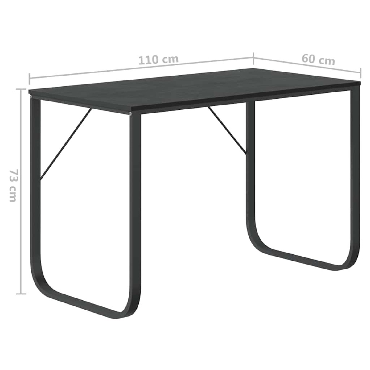 vidaXL Γραφείο Υπολογιστή Μαύρο 110 x 60 x 73 εκ. από Μοριοσανίδα
