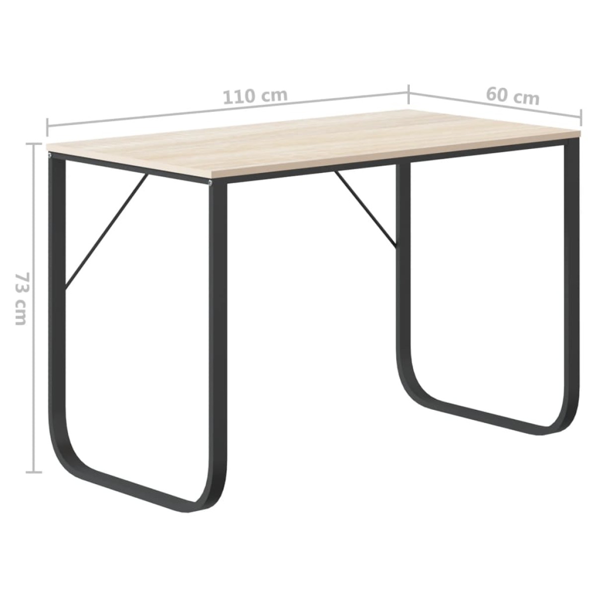 vidaXL Γραφείο Υπολογιστή Μαύρο/Δρυς 110 x 60 x 73 εκ. από Μοριοσανίδα