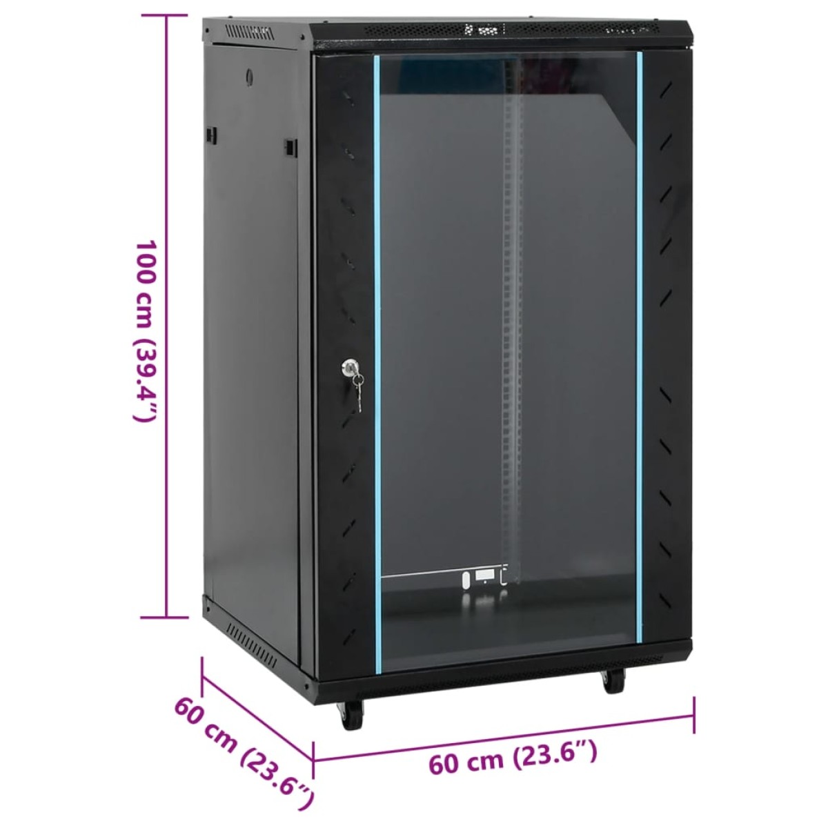 vidaXL Καμπίνα Δικτύου με Περιστ. Πόδια 18U 19" IP20 60x60x100 εκ.