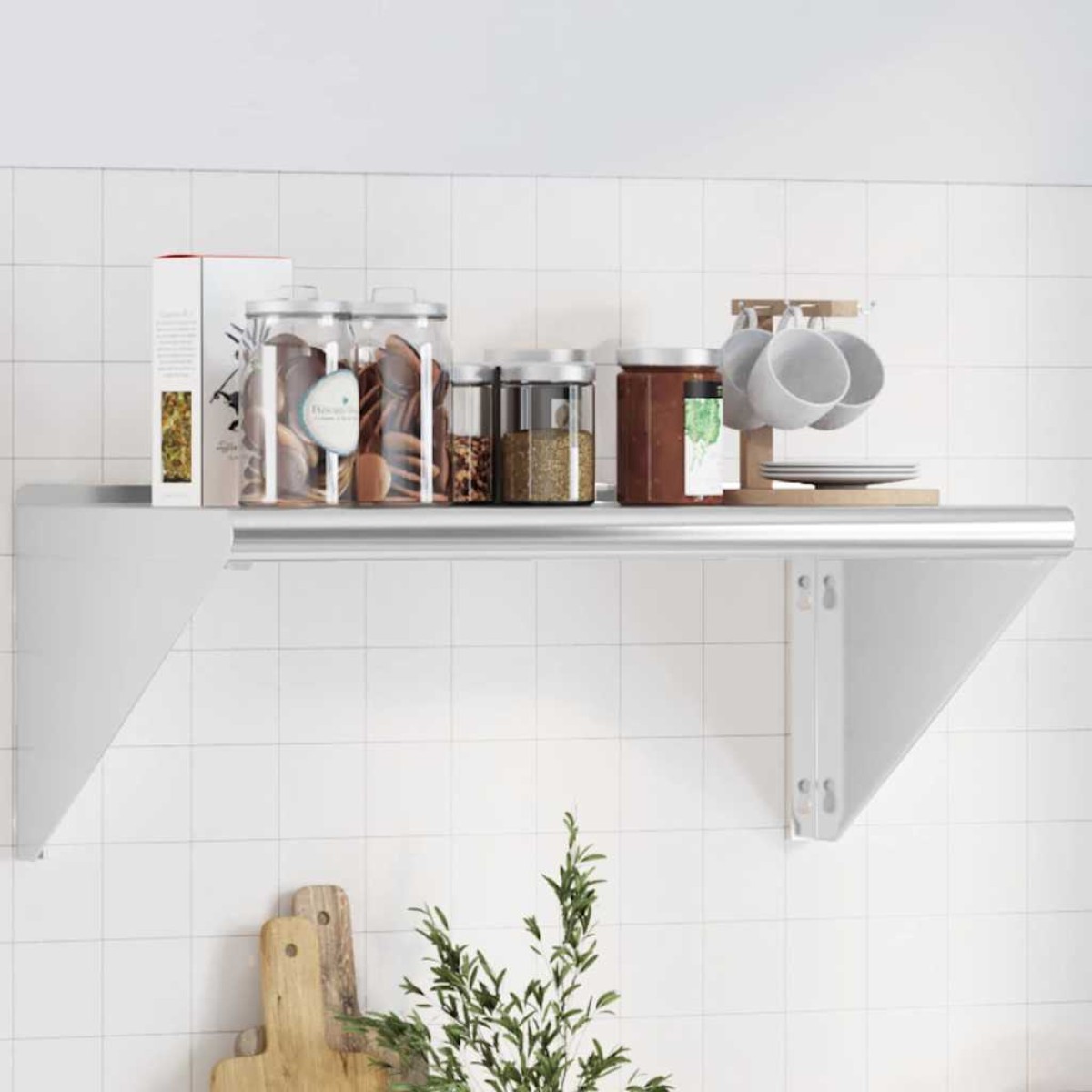vidaXL Ράφι Τοίχου Ασημί 75x45x31 εκ. Ανοξείδωτο Ατσάλι