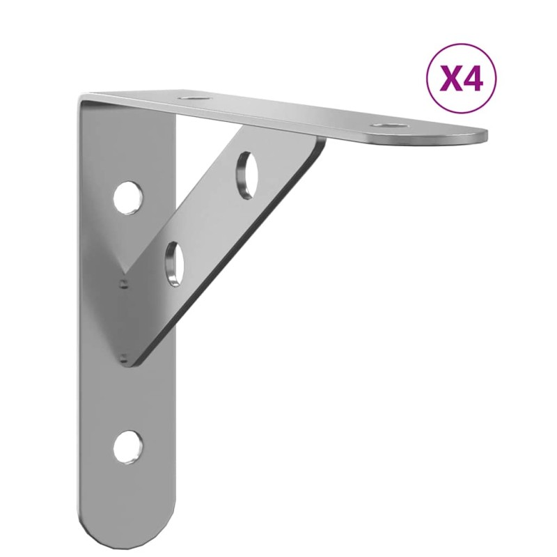 vidaXL Στηρίγματα Ραφιών 4 Τεμ. Ασημί 15x2,5x11,5εκ. Ανοξείδωτο Ατσάλι