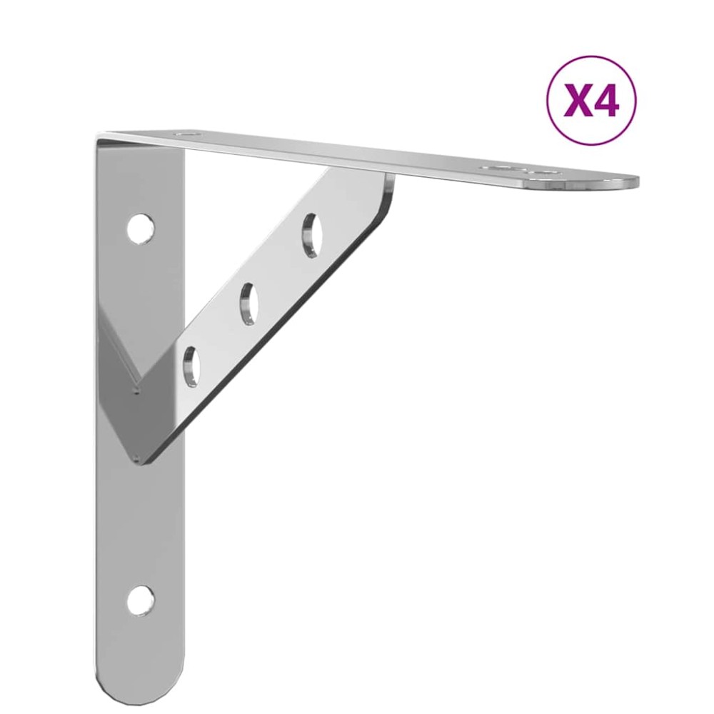 vidaXL Στηρίγματα Ραφιών 4 Τεμ. Ασημί 23,5x2,5x15,5 Ανοξείδωτο Ατσάλι