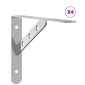 vidaXL Στηρίγματα Ραφιών 4 Τεμ. Ασημί 23,5x2,5x15,5 Ανοξείδωτο Ατσάλι