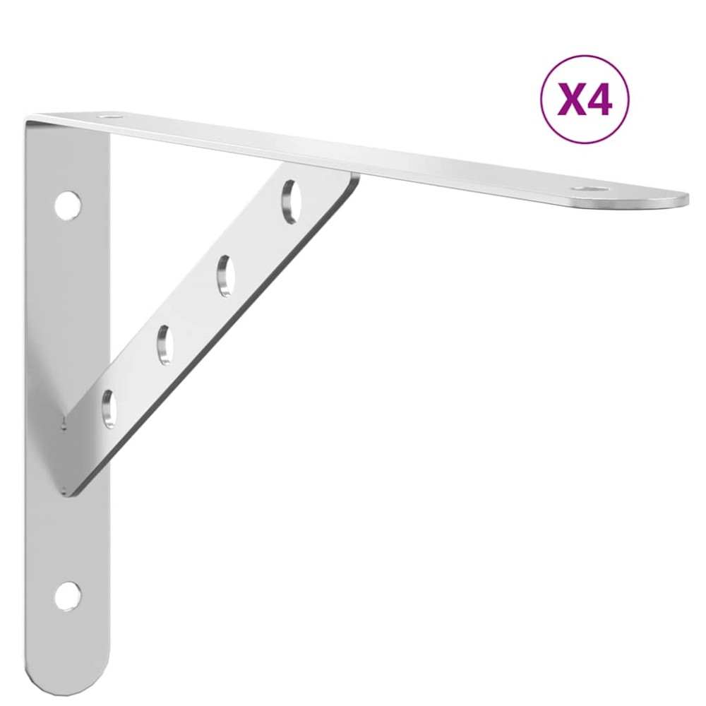 vidaXL Στηρίγματα Ραφιών 4 Τεμ. Ασημί 30x2,5x15,5 Ανοξείδωτο Ατσάλι