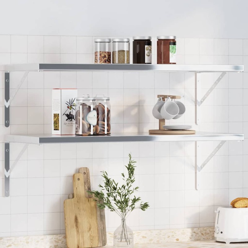 vidaXL Στηρίγματα Ραφιών 4 Τεμ. Ασημί 40x2,5x25 εκ. Ανοξείδωτο Ατσάλι