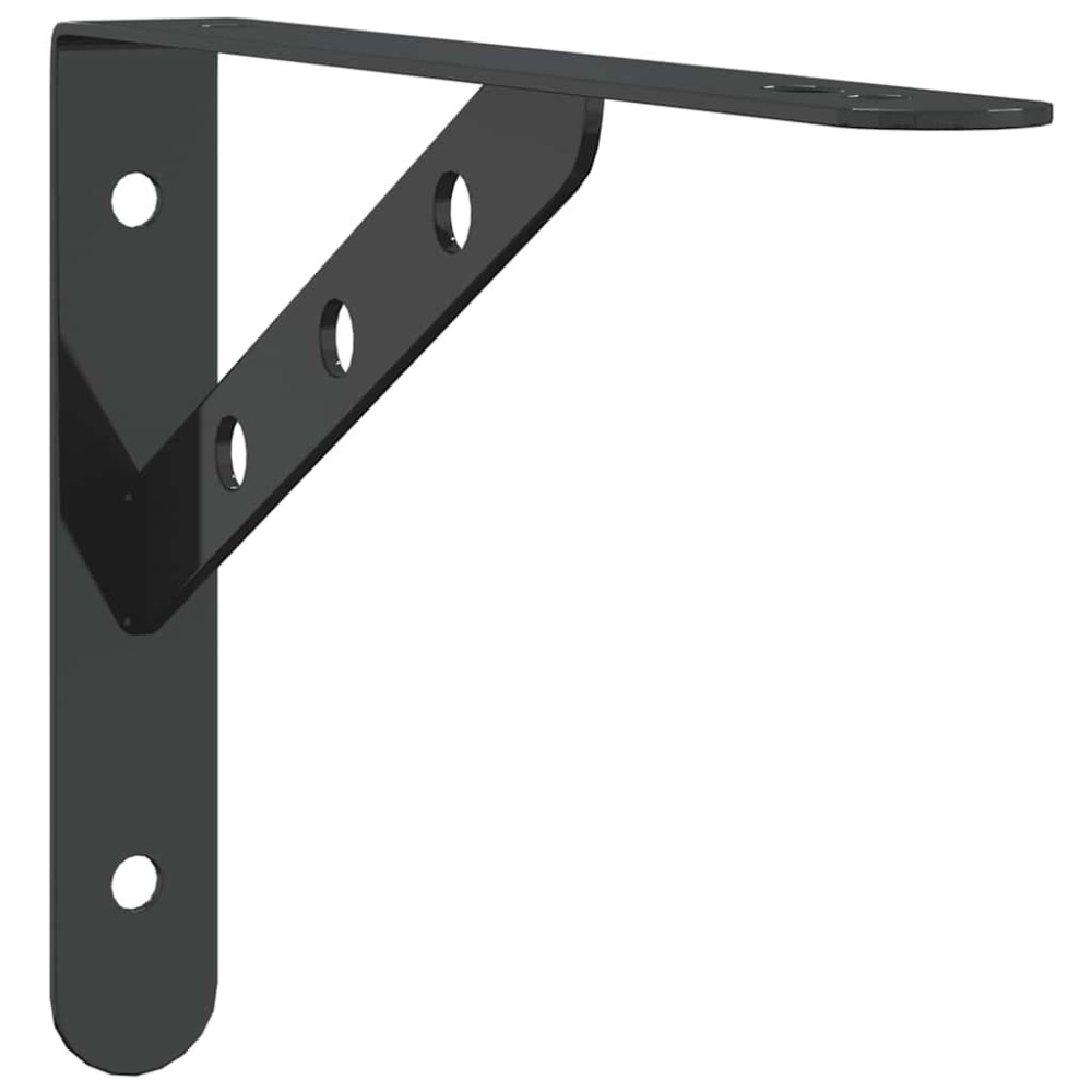 vidaXL Στηρίγματα Ραφιών 4 Τεμ. Ασημί 23,5x2,5x15,5 Ανοξείδωτο Μαύρο