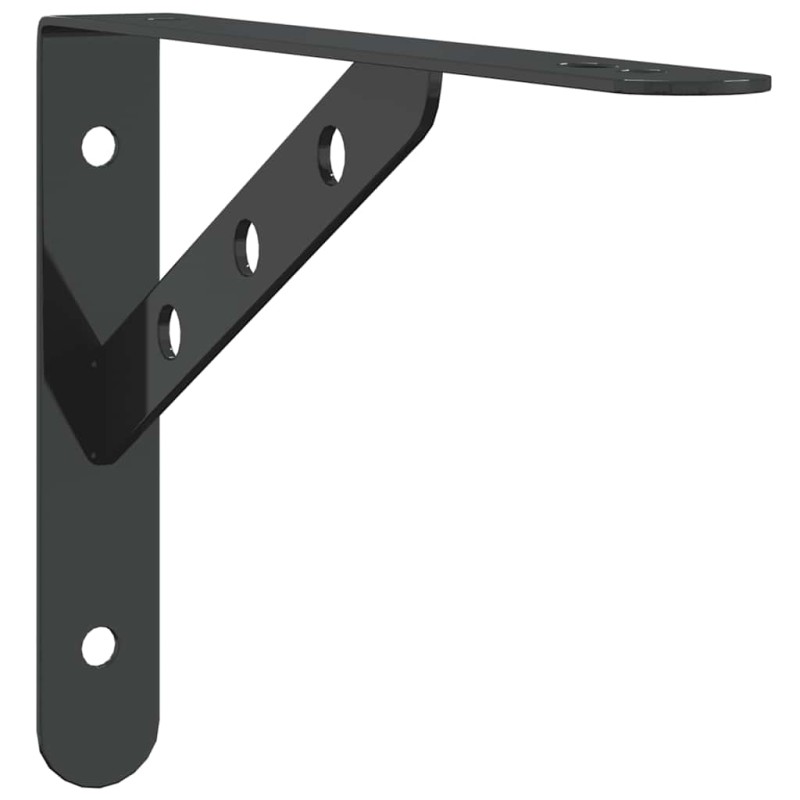vidaXL Στηρίγματα Ραφιών 4 Τεμ. Ασημί 23,5x2,5x15,5 Ανοξείδωτο Μαύρο