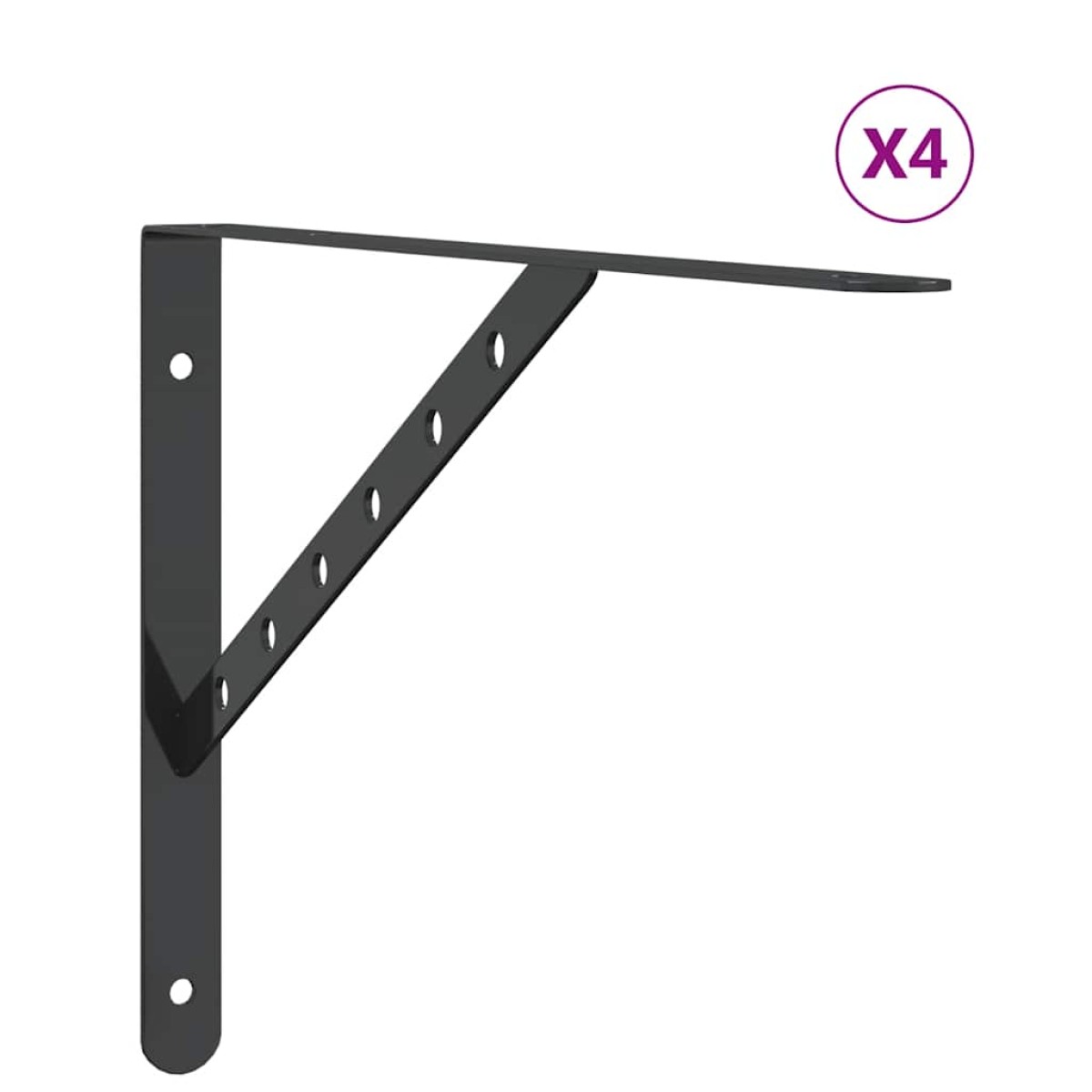 vidaXL Στηρίγματα Ραφιών 4 Τεμ. Ασημί 40x2,5x25 εκ. Ανοξείδωτο Μαύρο