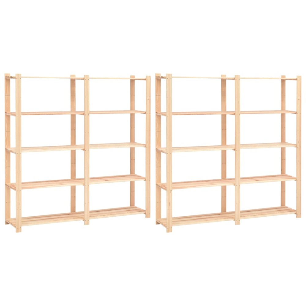 vidaXL Ραφιέρες 5 Επιπέδων 2 τεμ 500 κ 170x38x170 εκ Μασίφ Ξύλο Πεύκου